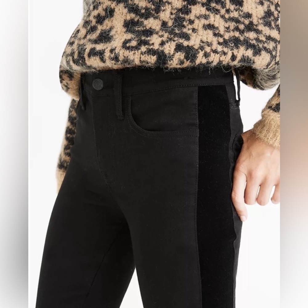 Madewell Midrise Skinny Velvet Tuxedo Stripe Black Jeans Size 27 - Picture 3 of 12